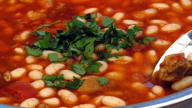 Picture of a dish of kuru fasülye in Istanbul, Turkey.